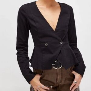 Free People City Life Blouse Black XS